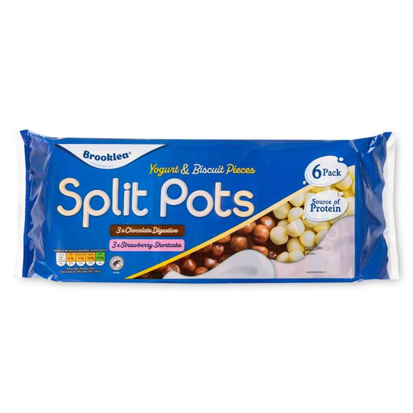 Yogurt & Biscuit Pieces Split Pots 6x124g Brooklea